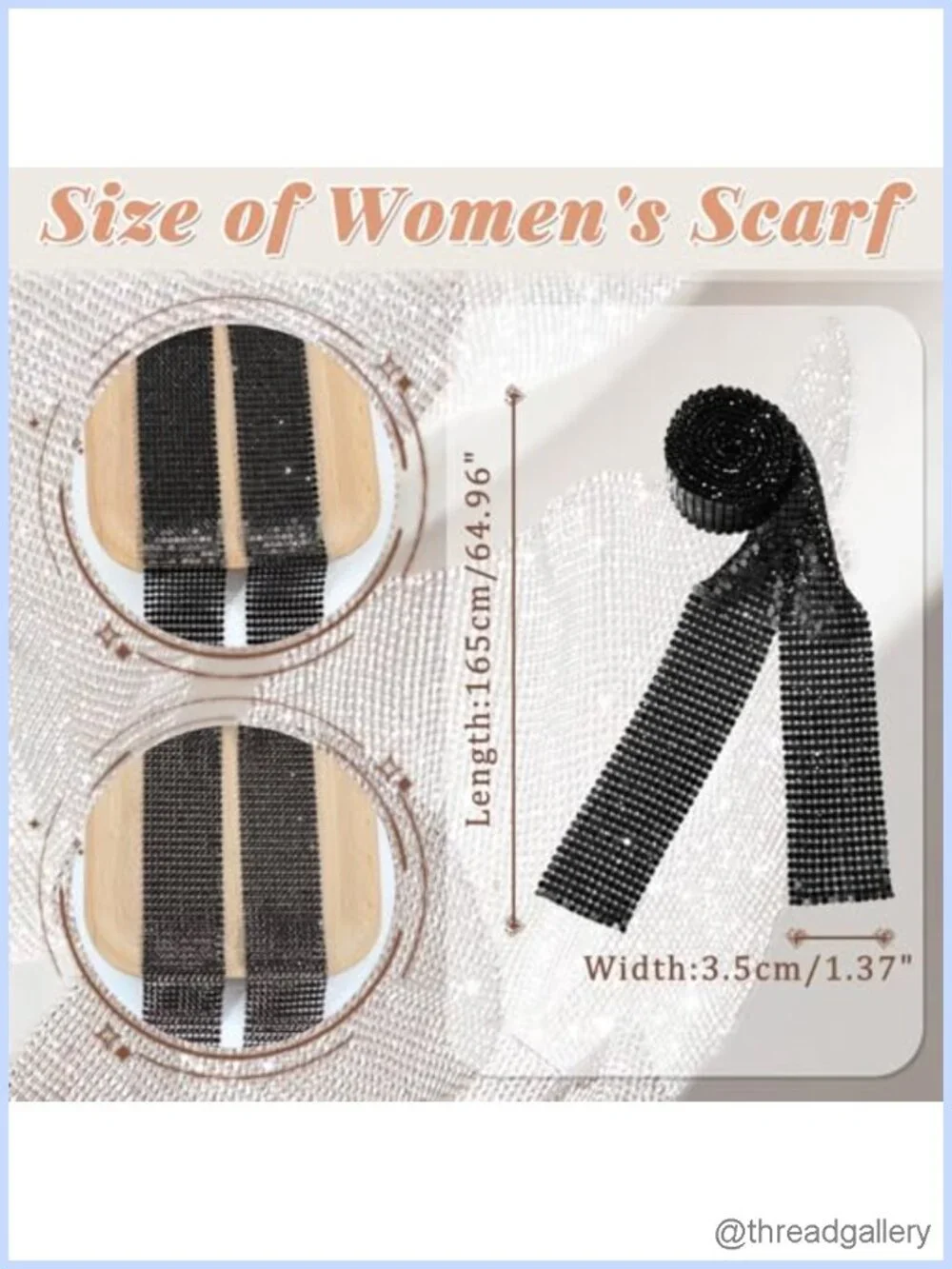 Sequin Scarf for Women Sparkly Skinny Neck Scarf Party Accessory